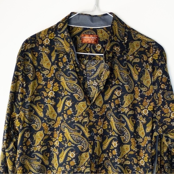 CONSEQUENCE Western paisley button down shirt Mens size M - Picture 3 of 9